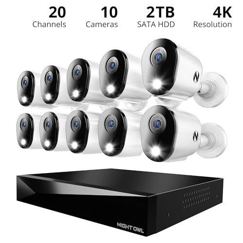 Night Owl 2-Way Audio 20 Channel DVR Video Home Security Camera System with (10) Wired 4K HD Indoor/Outdoor Deterrence Cameras and 2TB Hard Drive (Add up to 4 Wi-Fi Cameras) (10 Camera) - Image 2