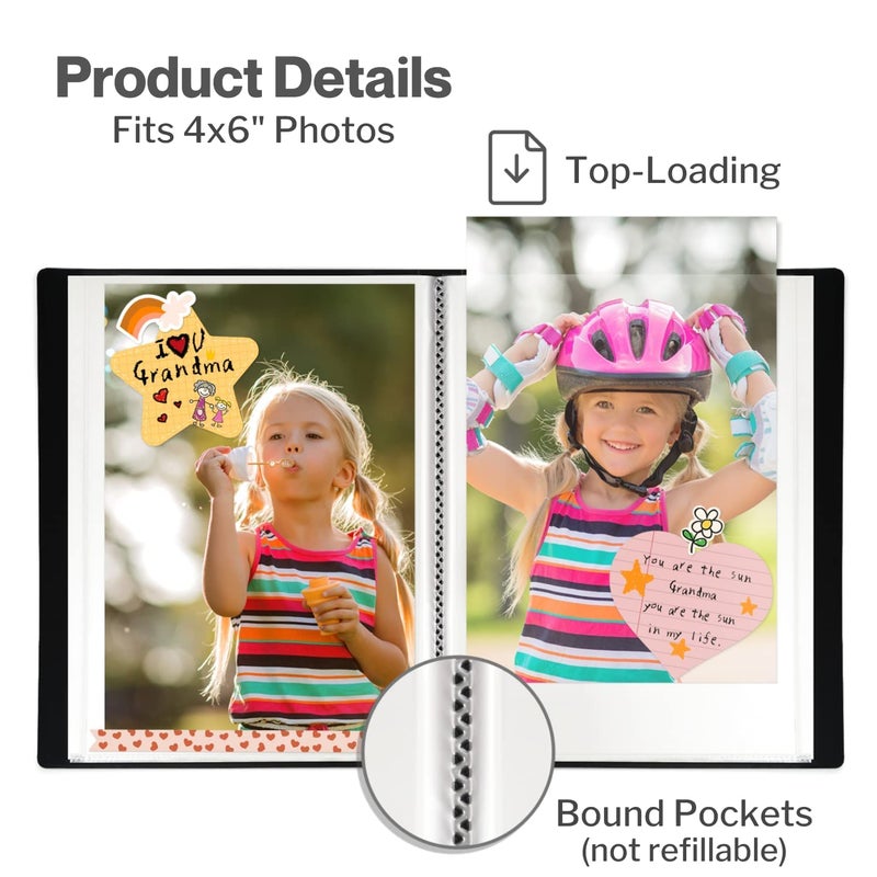 CRANBURY Small Photo Album 4x6 (Pink), 2-Pack 4 x 6 Photo Book, 24 Pockets Shows 48 Pictures, Mini Plastic Picture Album Binder with Customizable Cover - Image 2