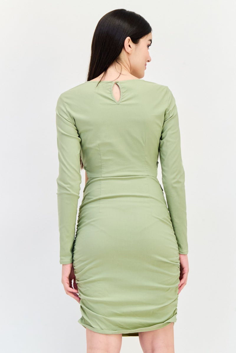 Cropp فستان ضيق بسيط للنساء، زيتوني - Image 2