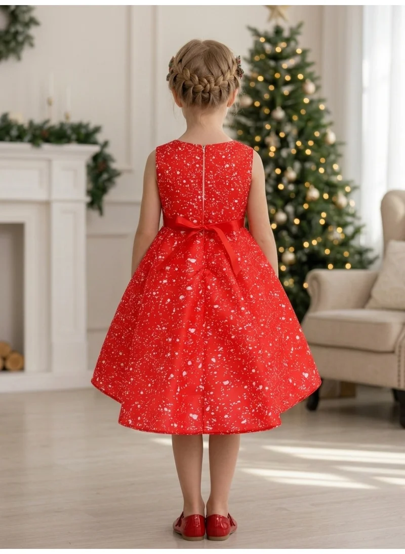 D'daniela Christmas New Year Dress Red Dark Blue Printed Santa