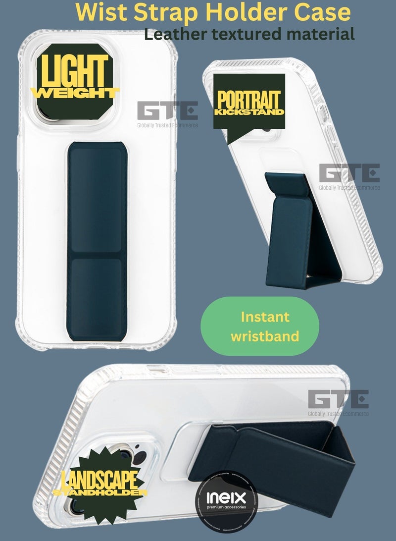 إينيكس جراب حماية شفاف 3 في 1 مغناطيسي ذو مسند للهاتف  شاومي ريدمي A5 4G-شفاف/أزرق بحري - Image 2