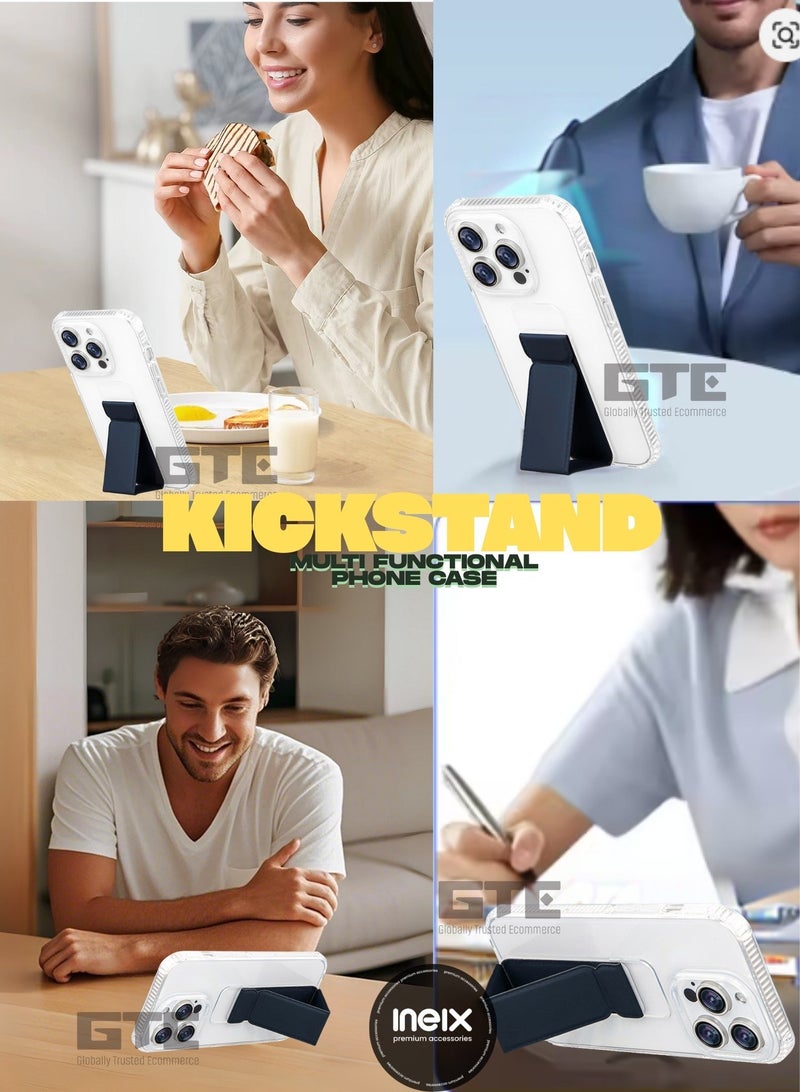 إينيكس جراب حماية شفاف 3 في 1 مغناطيسي ذو مسند للهاتف  شاومي ريدمي A5 4G-شفاف/أزرق بحري - Image 5