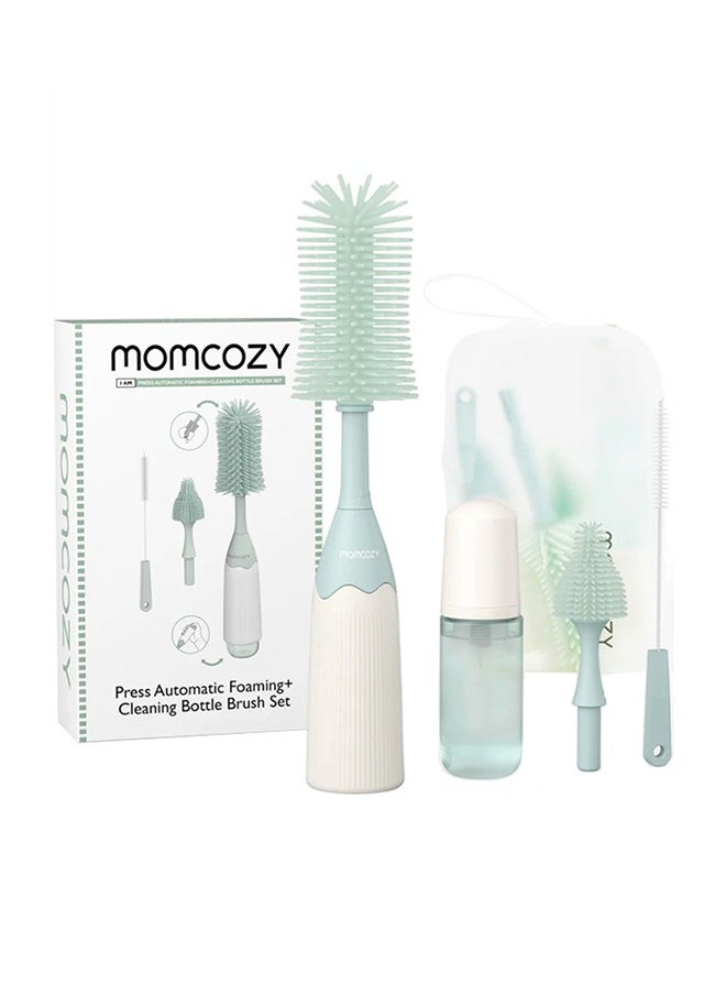 Momcozy Bottle Brush Kit, Innovative Push-Press Design for Better Cleaning - Baby Bottle Cleaner Brush for Baby Bottle, Breast Pumps, Nipples, and More - Can Generate Foam for Better Cleaning 