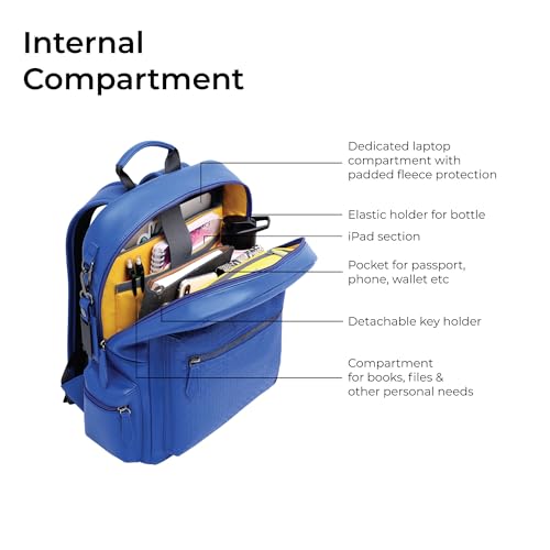 EUME Cosmo 16L Laptop Bag for Men, Midnight Blue | 1 Large Compartment Office Laptop Backpacks | Fits Up to 13.5" Laptop | Premium Vegan Leather | Travel Bag | Bagpacker Bag for Men and Women - Image 4