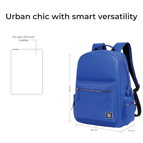 EUME Cosmo 16L Laptop Bag for Men, Midnight Blue | 1 Large Compartment Office Laptop Backpacks | Fits Up to 13.5" Laptop | Premium Vegan Leather | Travel Bag | Bagpacker Bag for Men and Women - Image 2