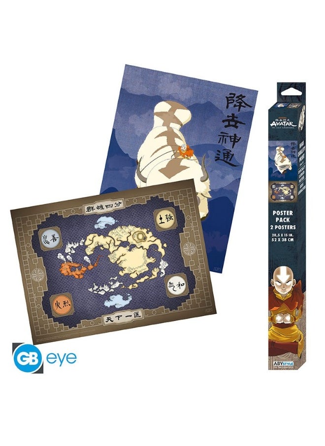 Abysse Corp AVATAR - Set 2 Chibi Posters - Appa & Map  (52x38)  x4 