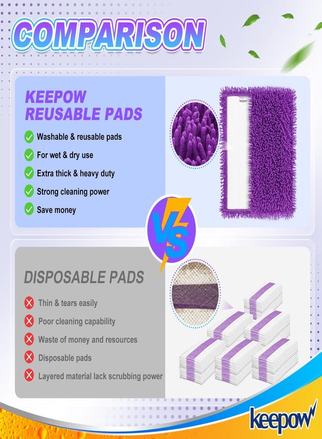 KEEPOW Microfiber Mop Pads Compatible with Swiffer WetJet, Wet Pads Refills Wet Pads Dry Pads Mop Refill Pads Reusable Wet Pads Refill for Floor Cleaning Wet Dry Use for Hard Wood Floor(4 Pack) - Image 4