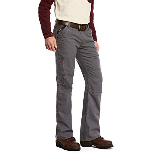 ARIAT Men’s Flame Resistant M5 Straight Stretch DuraLight Canvas Stackable Straight Leg Pant Iron Gray - Image 1