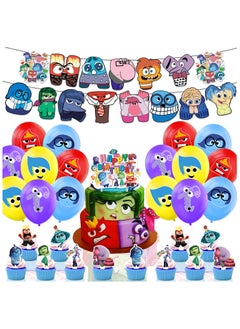 General Mind Agent Team Theme Birthday Party Decoration Inside Out Birthday Flag Cake Card Balloon Party  - Image 1