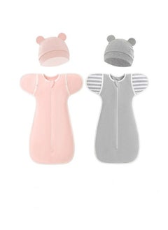 Beauenty 4 PCS Baby Swaddle Blanket Sack, Baby Sleeping Bag with Arms Free Design, Transition to Arm Freedom Wearable for Newborn Girl and Boy, 100% Breathable Cotton 3-6Months  - Image 1
