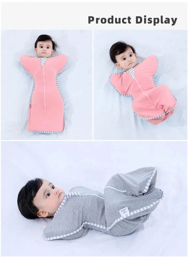 Beauenty - 4 PCS Baby Swaddle Blanket Sack, Baby Sleeping Bag with Arms Free Design, Transition to Arm Freedom Wearable for Newborn Girl and Boy, 100% Breathable Cotton 3-6Months - Image 1