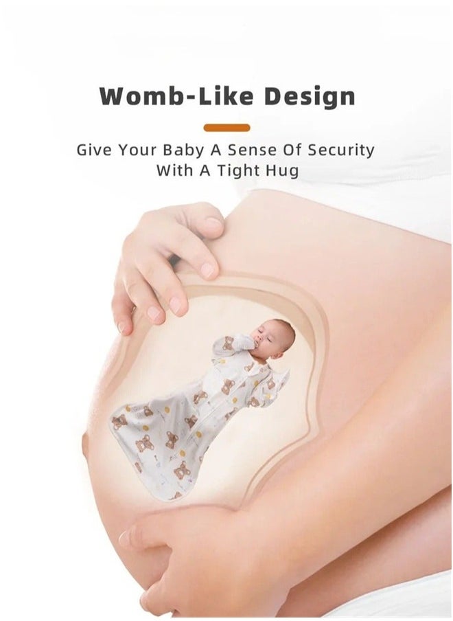 Beauenty - 4 PCS Baby Swaddle Blanket Sack, Baby Sleeping Bag with Arms Free Design, Transition to Arm Freedom Wearable for Newborn Girl and Boy, 100% Breathable Cotton 3-6Months - Image 1