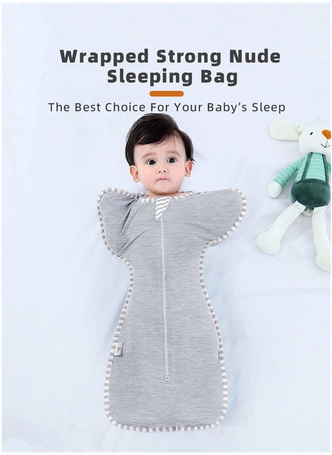 Beauenty - 4 PCS Baby Swaddle Blanket Sack, Baby Sleeping Bag with Arms Free Design, Transition to Arm Freedom Wearable for Newborn Girl and Boy, 100% Breathable Cotton 3-6Months - Image 1