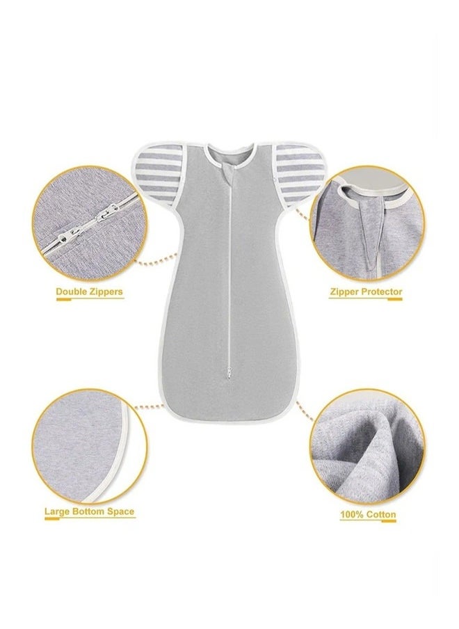 Beauenty - 4 PCS Baby Swaddle Blanket Sack, Baby Sleeping Bag with Arms Free Design, Transition to Arm Freedom Wearable for Newborn Girl and Boy, 100% Breathable Cotton 3-6Months - Image 1