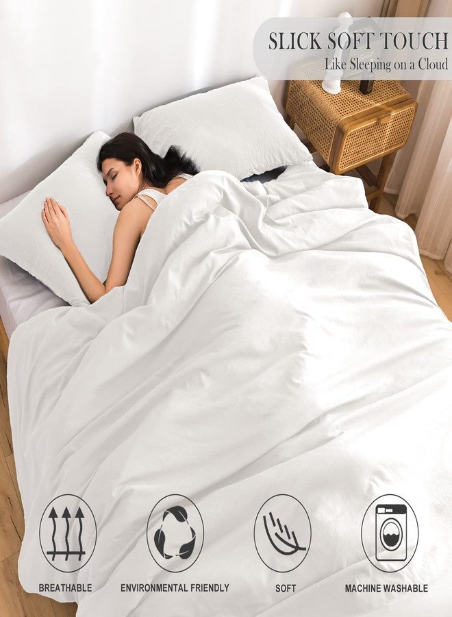 COTTEBED White Twin Bed Comforter Set - XL Twin Bedding Size Down Comforter with Pillow Sham Super Soft Fluffy Comfortable PolyCotton for Kids College Dorm Boys Girls School All Season Use Twin/TwinXL - Image 2