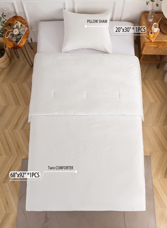 COTTEBED White Twin Bed Comforter Set - XL Twin Bedding Size Down Comforter with Pillow Sham Super Soft Fluffy Comfortable PolyCotton for Kids College Dorm Boys Girls School All Season Use Twin/TwinXL - Image 4
