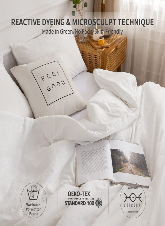 COTTEBED White Twin Bed Comforter Set - XL Twin Bedding Size Down Comforter with Pillow Sham Super Soft Fluffy Comfortable PolyCotton for Kids College Dorm Boys Girls School All Season Use Twin/TwinXL - Image 3