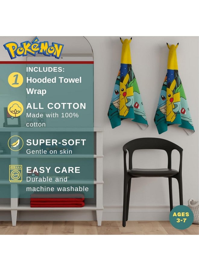 Franco Pokemon Anime Kids Super Soft Bath/Pool/Beach Soft Cotton Terry Hooded Towel Wrap, 24 in x 50 in, (Official Licensed Product) By Franco - Image 2