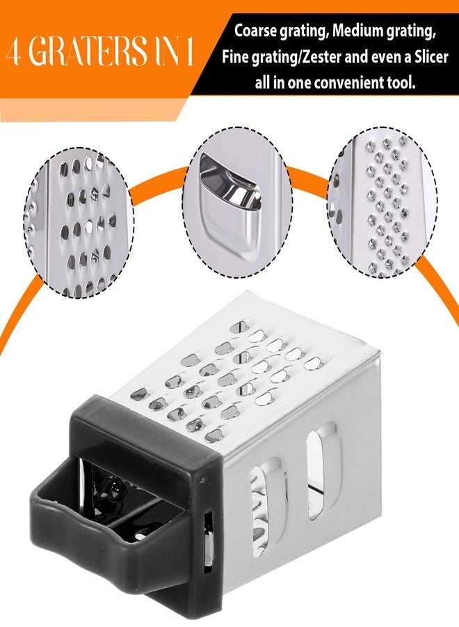 ElevateTech Mini Cheese Grater, 3 Pcs Stainless Steel Box Grater with Handle Professional Cheese Slicer Graters for Kitchen Slicer Cheeses Gingers Vegetable Dishwasher Safe (White, Grey, Black) - Image 3