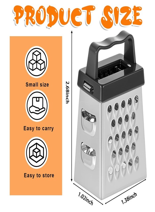 ElevateTech Mini Cheese Grater, 3 Pcs Stainless Steel Box Grater with Handle Professional Cheese Slicer Graters for Kitchen Slicer Cheeses Gingers Vegetable Dishwasher Safe (White, Grey, Black) - Image 2