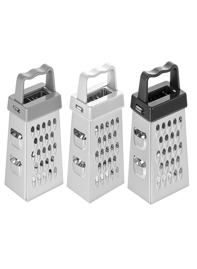 ElevateTech Mini Cheese Grater, 3 Pcs Stainless Steel Box Grater with Handle Professional Cheese Slicer Graters for Kitchen Slicer Cheeses Gingers Vegetable Dishwasher Safe (White, Grey, Black) - Image 1