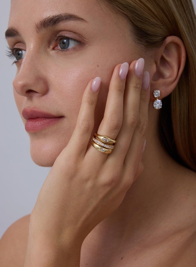PAVOI 14K Yellow Gold Plated Stackable Rings for Women, Yellow Gold - Image 4