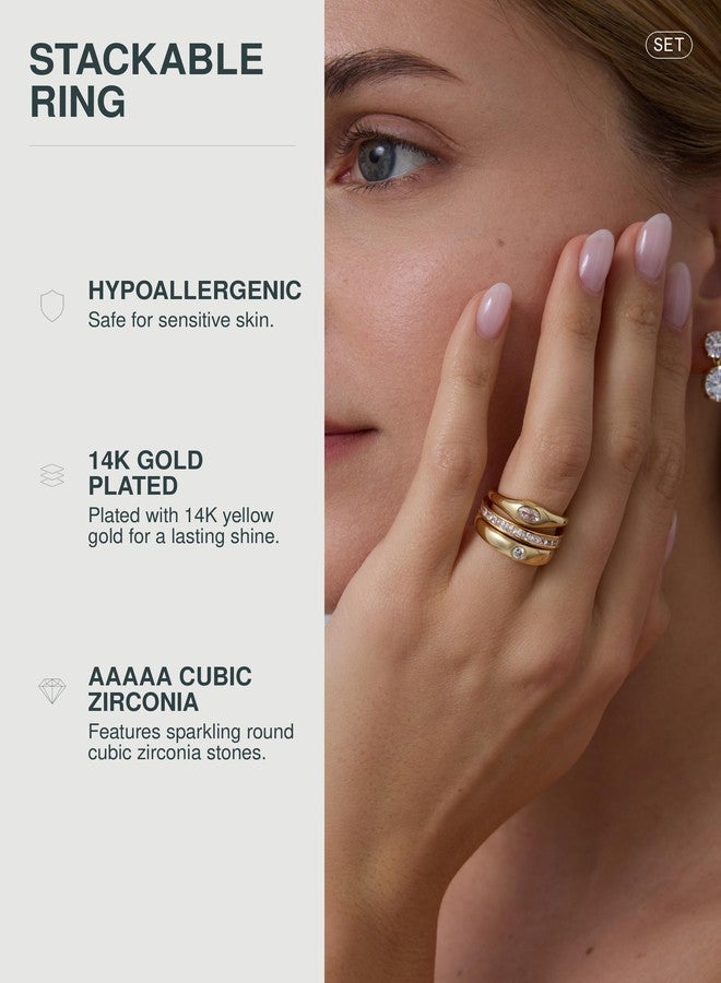 PAVOI 14K Yellow Gold Plated Stackable Rings for Women, Yellow Gold - Image 2