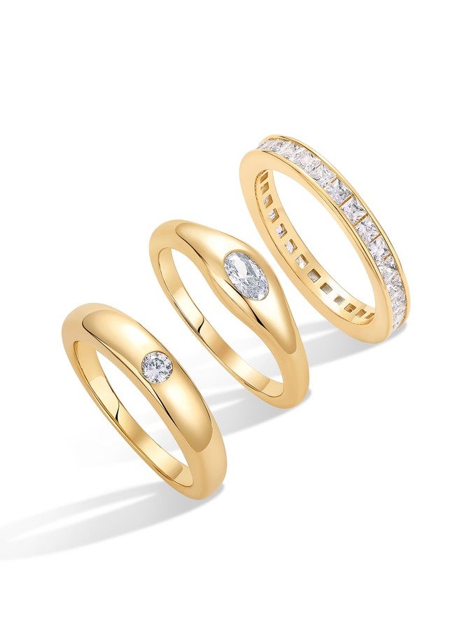 PAVOI 14K Yellow Gold Plated Stackable Rings for Women, Yellow Gold - Image 1