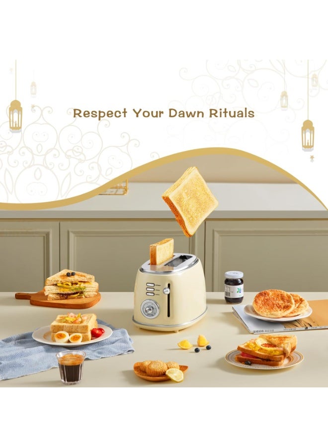 M.A&F's Vintage Style 2-Slice Toaster,Retro,2 Extra Wide Bread Slots,Quality Enamel Finish,Stainless Steel Construction,Defrost and Cancel Features,Ideal for a Variety of Breads - Image 4