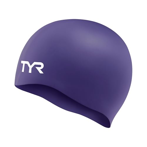 TYR Silicone Swim Cap for Men and Women WrinkleFree Durable Tear Resistant Low Drag Training Competition Cap Purple - Image 1