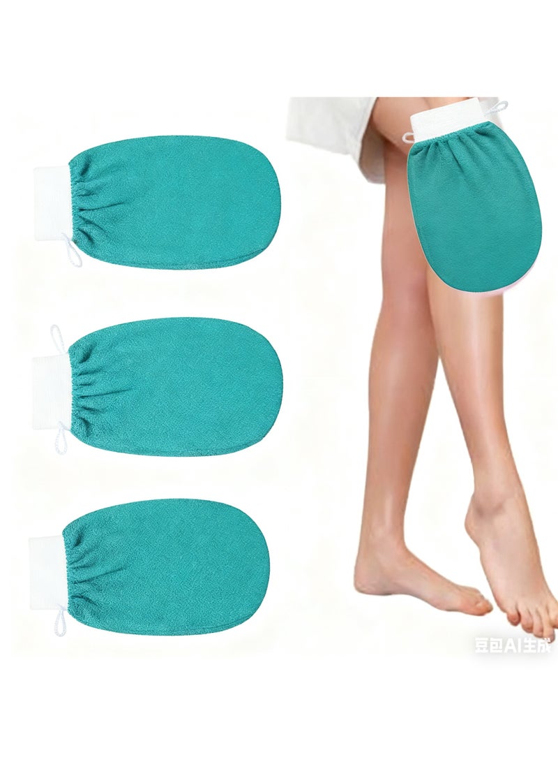 3 Pack Exfoliating Bath Gloves Premium Quality for Body Scrub Exfoliator Hammam Mitt Popular 100% Viscose - Image 1