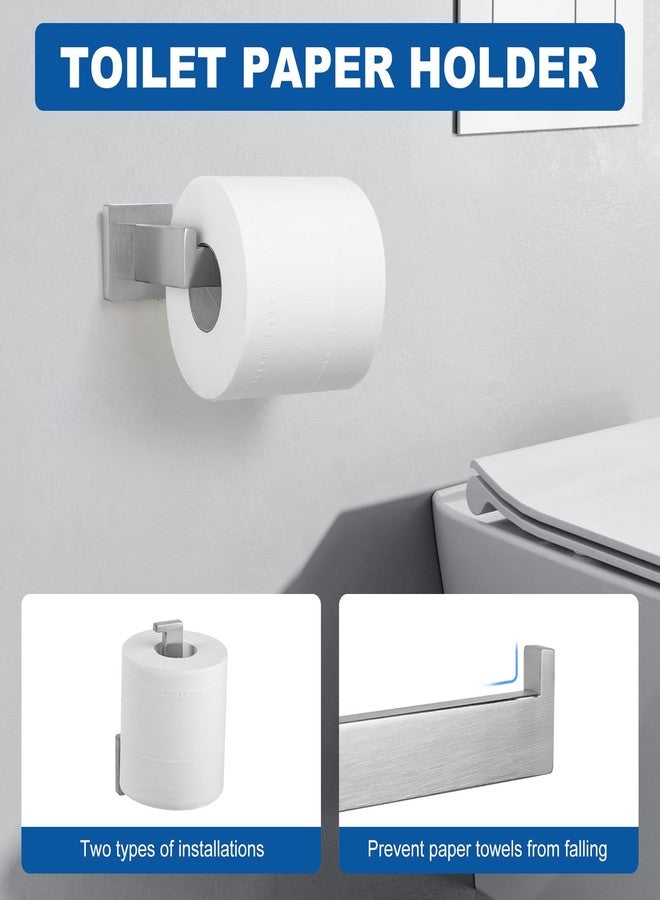 Cilee 15-Pieces Bathroom Hardware Set - Brushed Nickel Bathroom Accessories, 24 Inch Towel Bar, Square Towel Ring, Toilet Paper Holder, Towel Hook, Wall-Mounted Stainless Steel Towel Bar Rack Set - Image 5