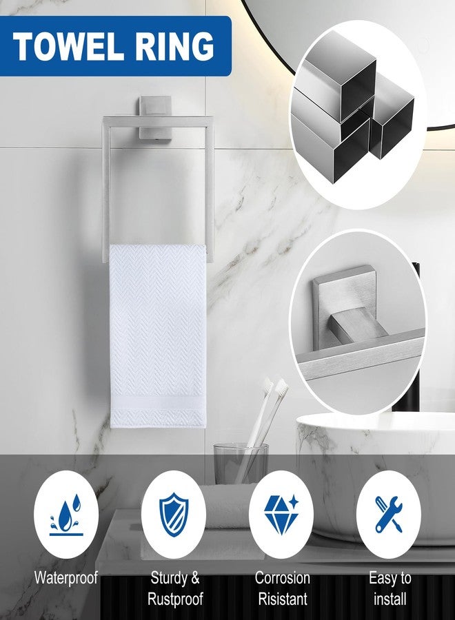 Cilee 15-Pieces Bathroom Hardware Set - Brushed Nickel Bathroom Accessories, 24 Inch Towel Bar, Square Towel Ring, Toilet Paper Holder, Towel Hook, Wall-Mounted Stainless Steel Towel Bar Rack Set - Image 4
