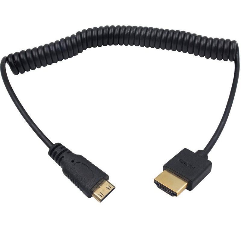 Duttek Ultra Thin 4K Mini HDMI to HDMI Cable, 6 FT/1.8, HDMI to Mini HDMI 2.0 Coiled Cable Support 4K Ultra HD, 1080p, 3D,for Projector, Monitor, Camcorder - Image 1