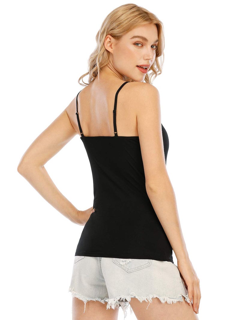 Orrpally Basic Cami Tank Tops Women Lightweight Camisole Stretch Tank Top Adjustable 4-Pack Black Black Grey Grey L - Image 4