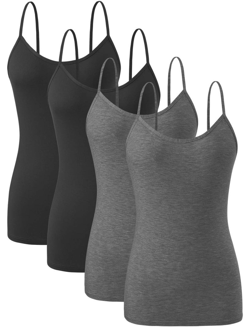 Orrpally Basic Cami Tank Tops Women Lightweight Camisole Stretch Tank Top Adjustable 4-Pack Black Black Grey Grey L - Image 5
