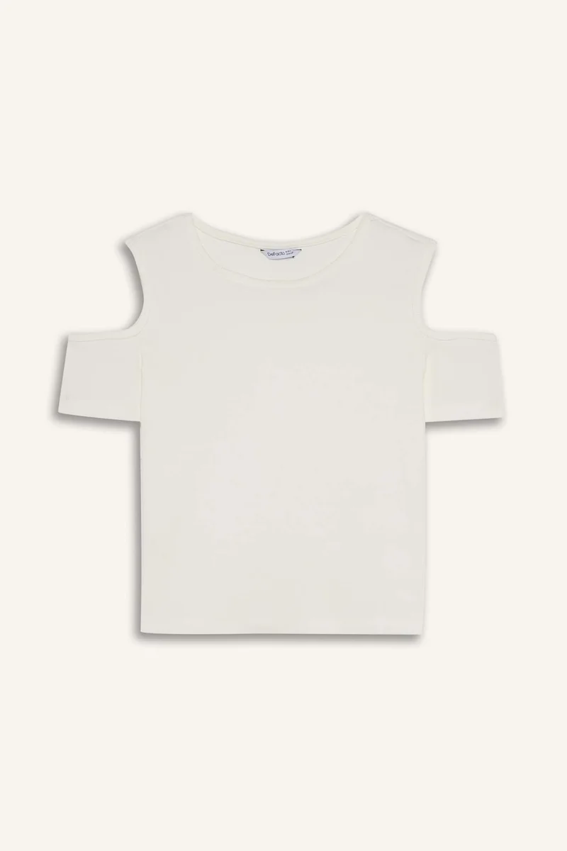 DeFacto Girl Crew Neck Ribbed T-Shirt
