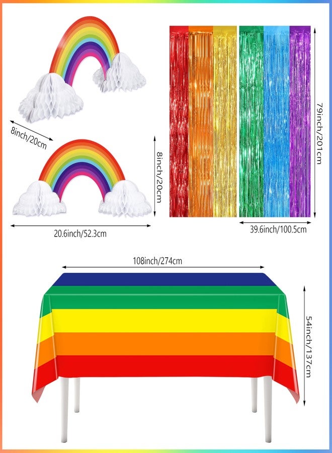 THAWAY Rainbow Birthday Decorations, 104Pcs Rainbow Party Supplies for Boys and Girls, Colorful Streamers Party Decors Set, Birthday Party Backdrop - Image 5