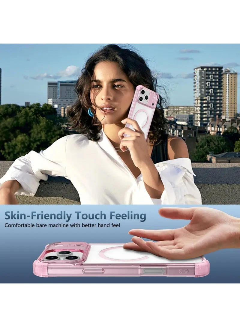 X-level Strong Magnetic Case for iPhone 17 Pro 6.3-Inch,[Compatible with Magsafe] Clear Slim Shockproof Protective Phone Cover for Women Men-Transparent+Pink ﻿ - Image 5