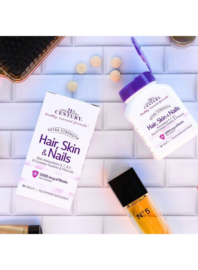 21st Century Hair, Skin and Nails Extra Strength Tablets, 90 Count (27847) - Image 5