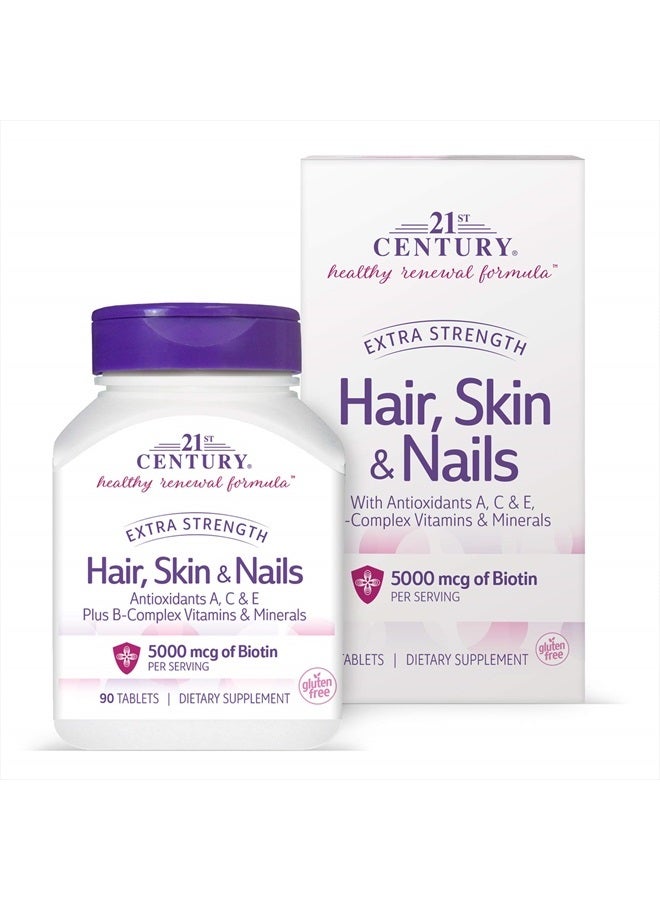 21st Century Hair, Skin and Nails Extra Strength Tablets, 90 Count (27847) - Image 1