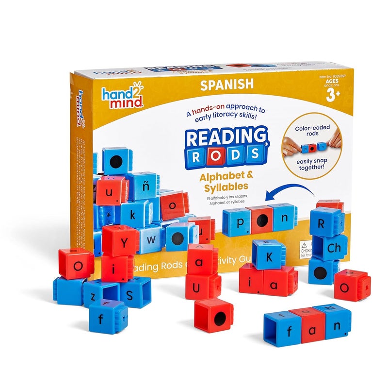 hand2mind hand2mind Spanish Reading Rods Alphabet  Syllables Word Building Activities Alphabet Linking Cubes Letter Blocks for Spelling Learn Spanish for Kids Spanish Classroom Must Haves  - Image 1