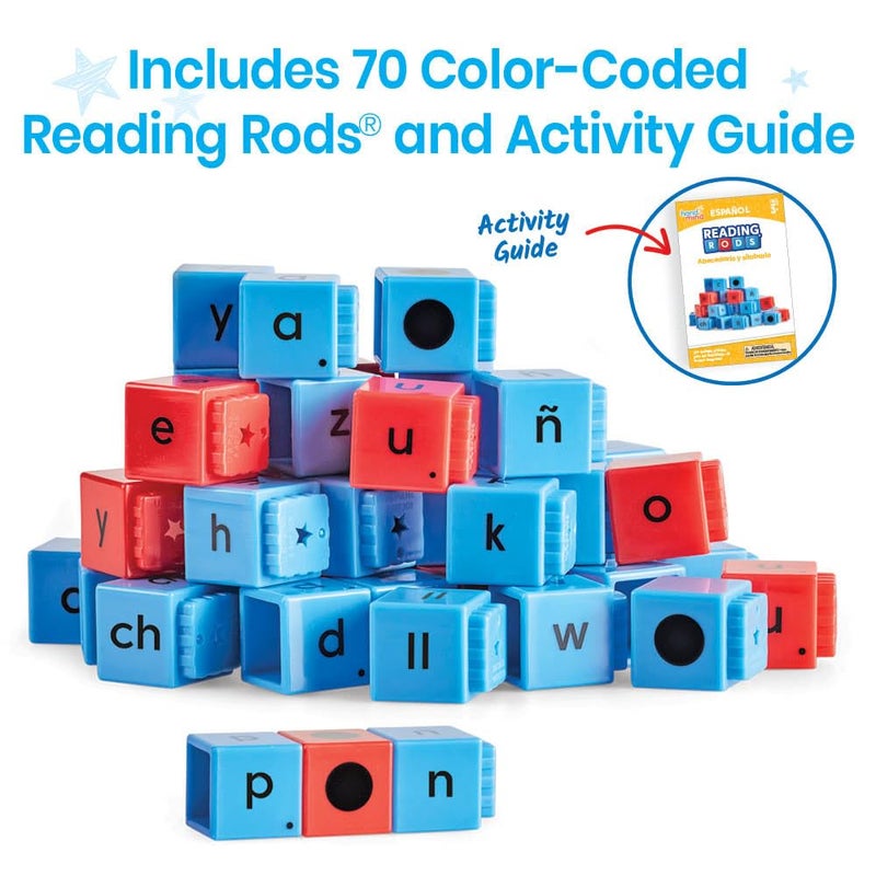 hand2mind hand2mind Spanish Reading Rods Alphabet  Syllables Word Building Activities Alphabet Linking Cubes Letter Blocks for Spelling Learn Spanish for Kids Spanish Classroom Must Haves  - Image 2