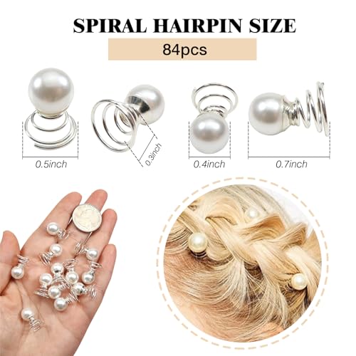 TUUXI 84 Pcs Spiral Hair Pins Hair Pearls Hair Jewelry Hair Twister Screws for Women Bun Wedding Bridal Bridesmaids Prom - Image 2