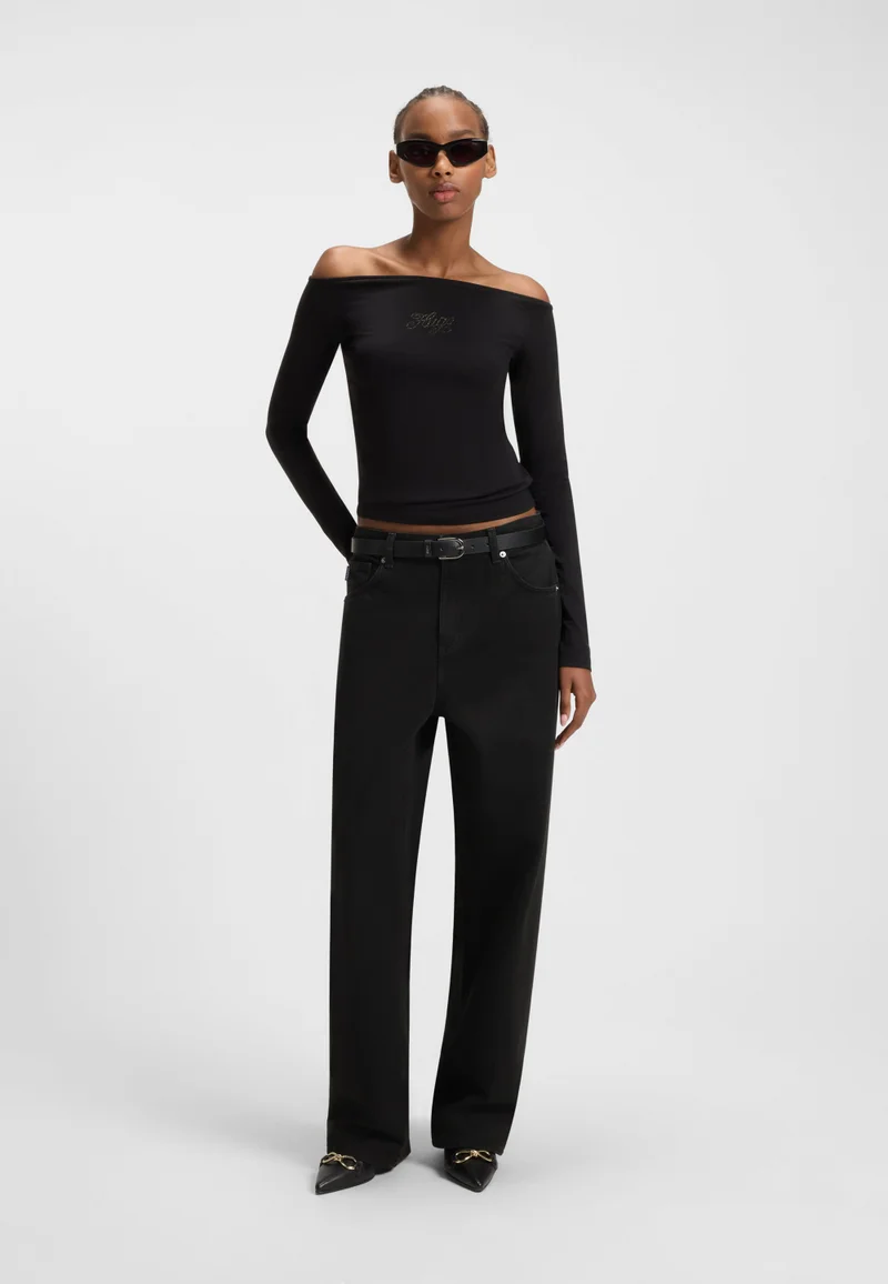HUGO Black Relaxed-fit jeans in black denim for Women | Best Price UAE