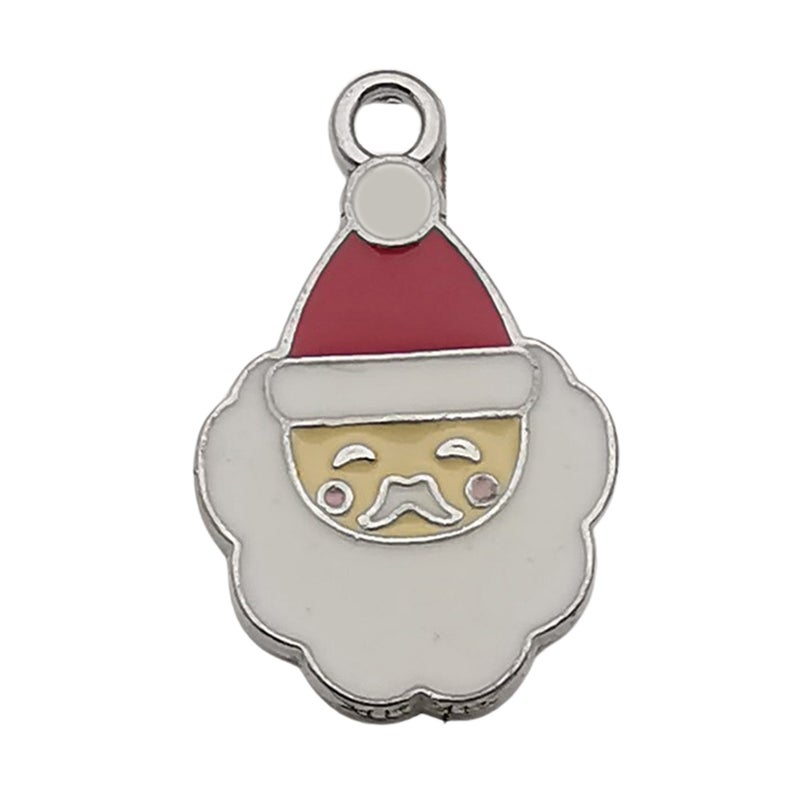 White K Oil Drop Alloy Santa Christmas Tree DIY Earring Pendants Santa 16x25mm-1.4g-12645