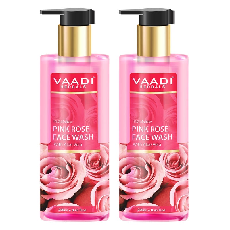 VAADI HERBALS Vaadi Herbals Pvt Ltd Insta Glow Pink Rose Face Wash With Aloe Vera Extract 250 Ml Pack Of 2 - Image 1