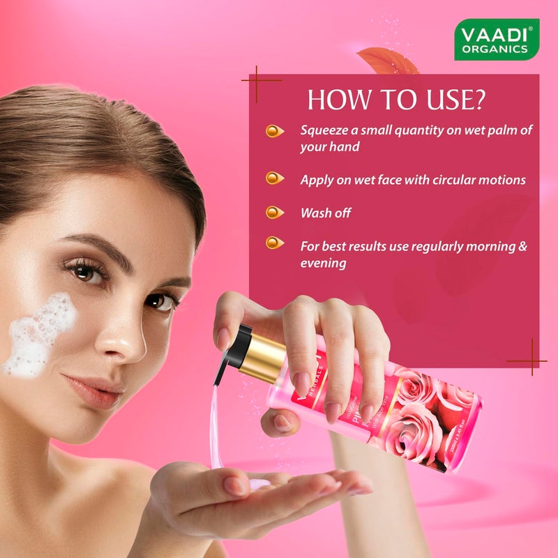 VAADI HERBALS Vaadi Herbals Pvt Ltd Insta Glow Pink Rose Face Wash With Aloe Vera Extract 250 Ml Pack Of 2 - Image 3