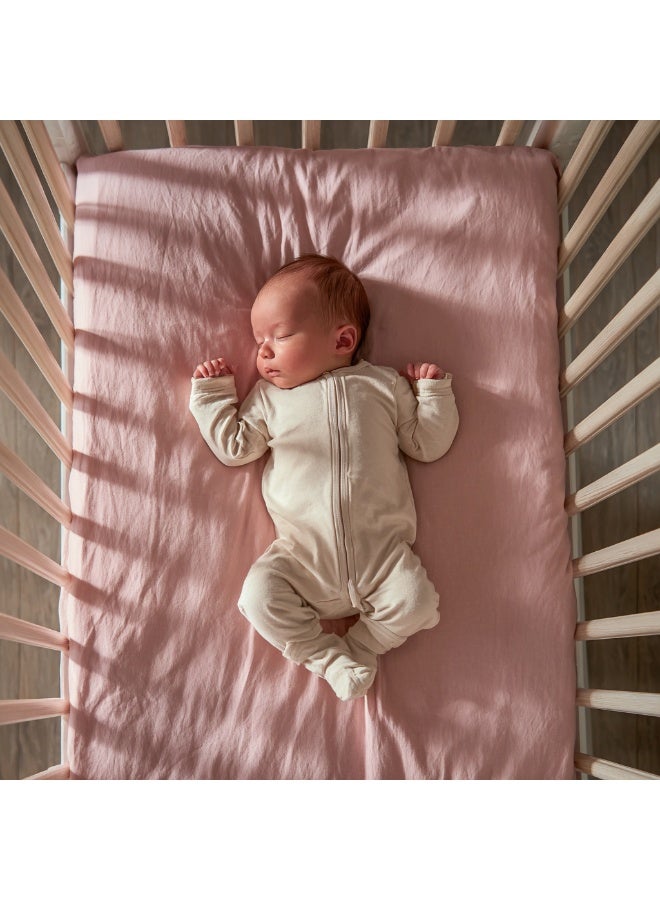 Minoa Baby Bamboo Fitted Crib Sheet, Standard (70 cm x 132 cm), Pink - Image 2