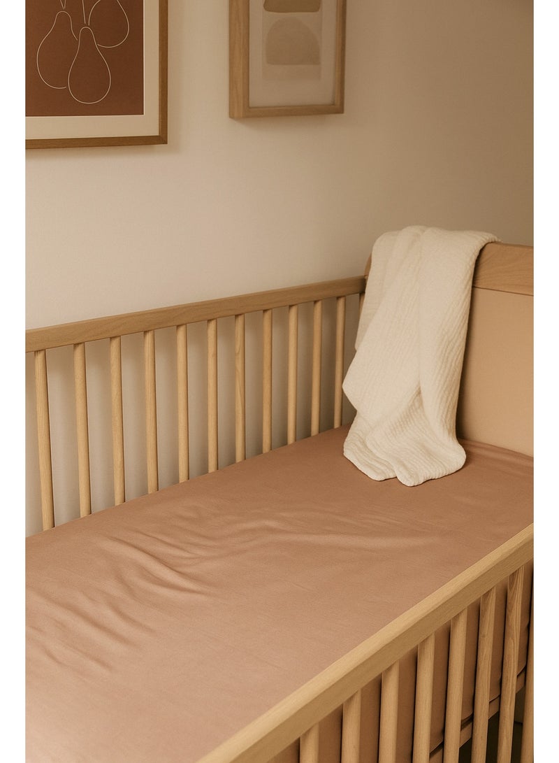 Minoa Baby Bamboo Fitted Crib Sheet, Standard (70 cm x 132 cm), Pink - Image 1